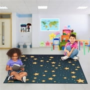Deerlux QI003864.L 8 x 8 ft. Social Distancing Colorful Kids Classroom Seating Area Rug, Multi Color - Large - Starry Sky Design - Square